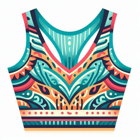 Women's T-shirt with colorful geometric pattern. Vector illustration.のイラスト素材