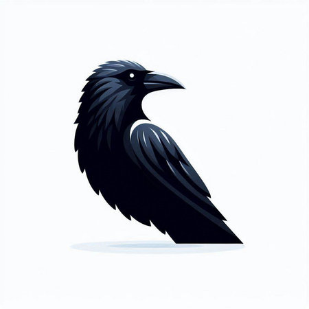 Black raven isolated on white background. Vector illustration. Eps 10.のイラスト素材