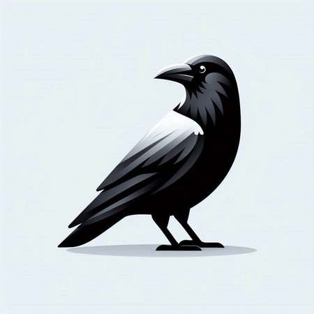 black crow on a blue background. vector illustration. eps 10のイラスト素材