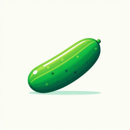 Cucumber isolated on white background. Vector illustration in cartoon style.のイラスト素材