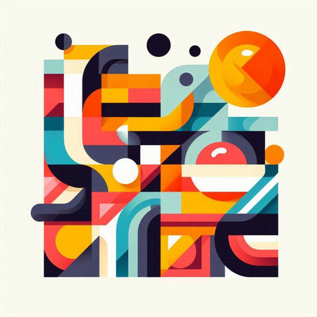 Geometric colorful shapes composition with place for your text. Vector illustrationのイラスト素材