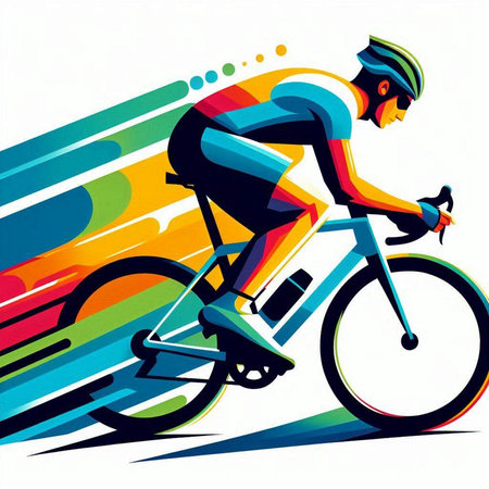 Cyclist riding a bicycle. Vector illustration. Sport background.のイラスト素材