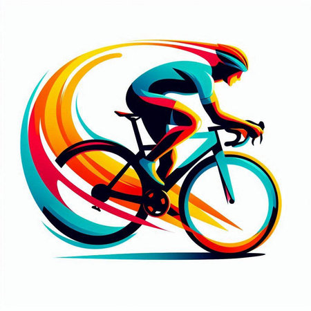 Cyclist riding a bicycle. Vector illustration of a cyclist.のイラスト素材