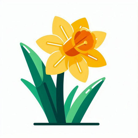 Yellow daffodil isolated on white background. Vector illustration.のイラスト素材