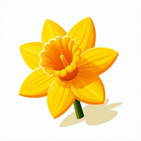 Illustration of a yellow daffodil on a white backgroundのイラスト素材