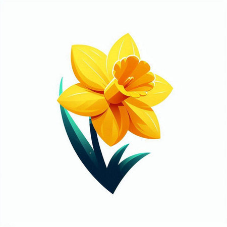Daffodil flower. Vector illustration isolated on white background.のイラスト素材