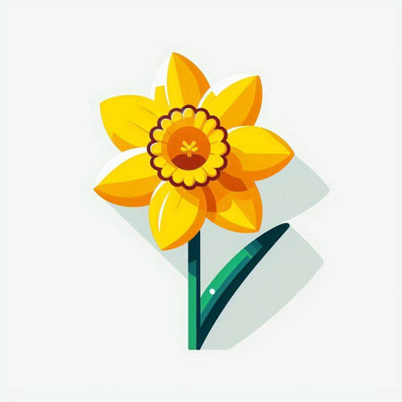 Illustration of a yellow daffodil on a white backgroundのイラスト素材