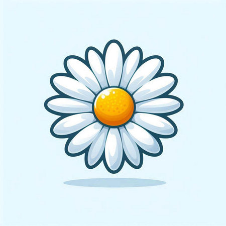 Cartoon daisy flower on blue background. Vector illustration for your designのイラスト素材