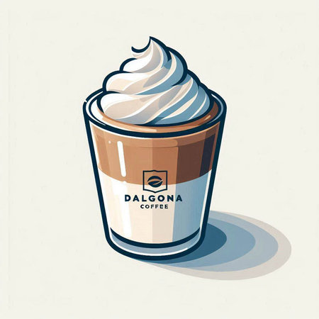Coffee cup with whipped cream. Vector illustration in retro style.のイラスト素材