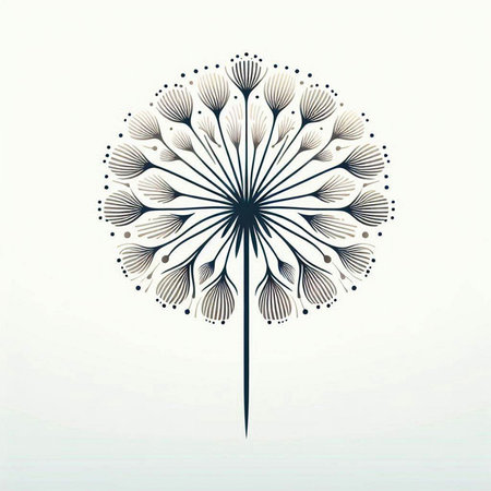 Dandelion flower on a white background. Vector Illustration.のイラスト素材
