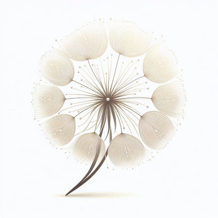 Abstract dandelion flower on a white background. Vector illustration.のイラスト素材