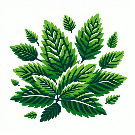 Background with green leaves and dandelions. Eps 10 vector file.のイラスト素材