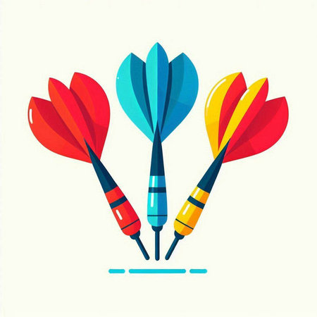 Colorful darts on a white background. Vector illustration in flat style.のイラスト素材