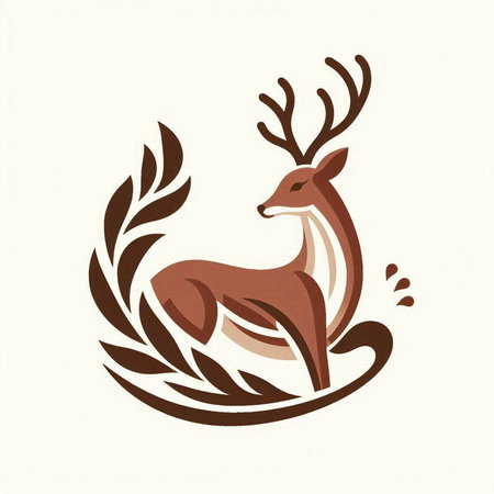 Cute deer isolated on white background. Hand drawn vector illustration.のイラスト素材