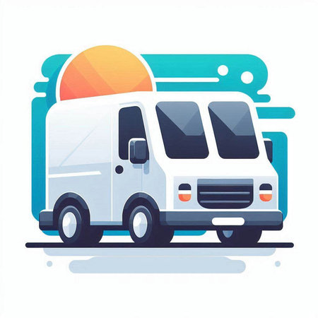 Illustration of a van on a white background. Vector illustration.のイラスト素材