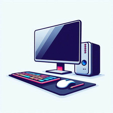 Personal computer and accessories. Vector illustration in isometric flat style.のイラスト素材