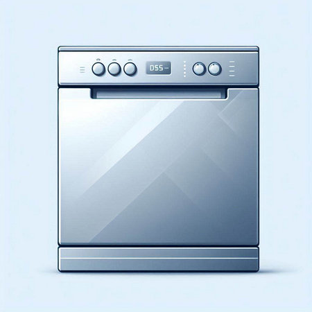 Illustration of a modern oven on a blue background with shadow.のイラスト素材