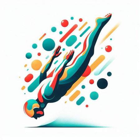 Swimmer. Sport vector illustration. Abstract background with dynamic shapes.のイラスト素材