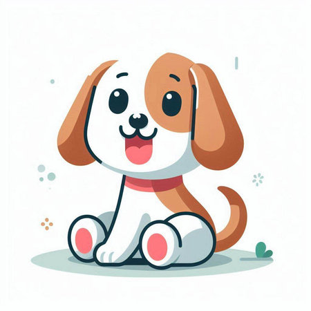 Cute cartoon dog sitting on a white background. Vector illustration.のイラスト素材