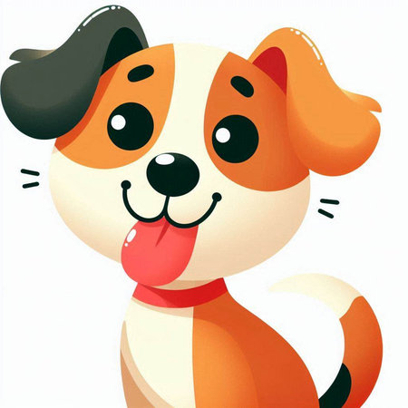 Illustration of a cute dog with tongue out on a white backgroundのイラスト素材