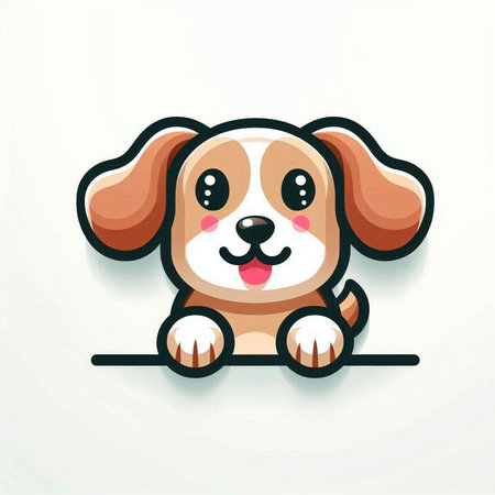 Cute cartoon dog isolated on a white background. Vector illustration.のイラスト素材