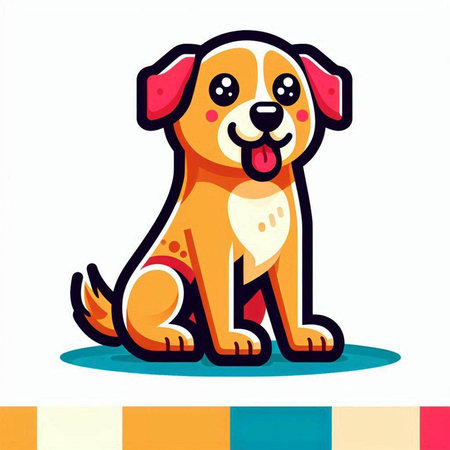 Cute cartoon dog. Vector illustration isolated on a white background.のイラスト素材