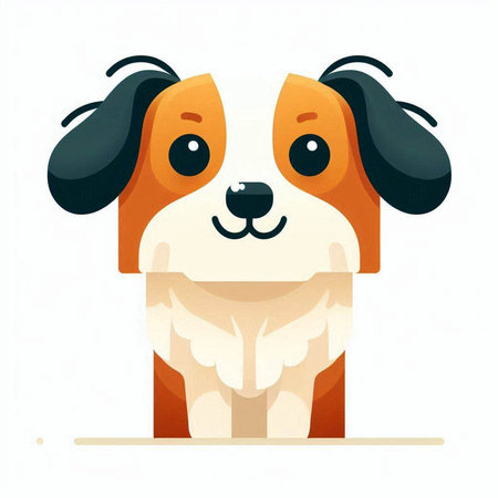 Cute cartoon dog. Vector illustration in a flat style on a white background.のイラスト素材
