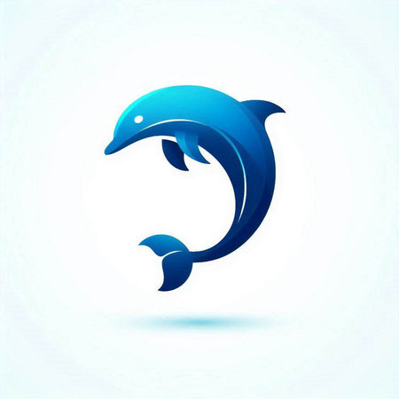 Dolphin icon design template. Vector illustration. Blue dolphin symbol.のイラスト素材