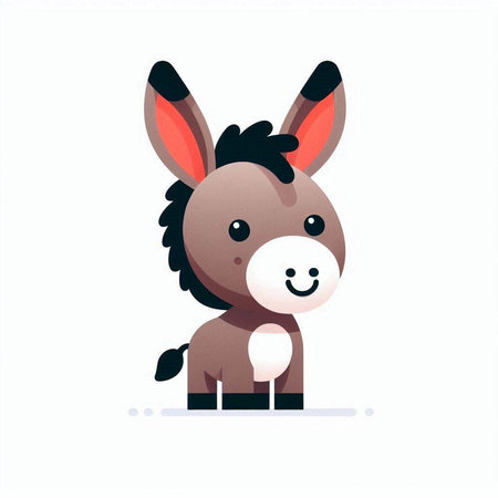 Cute cartoon donkey. Vector illustration on white background. Flat style.のイラスト素材