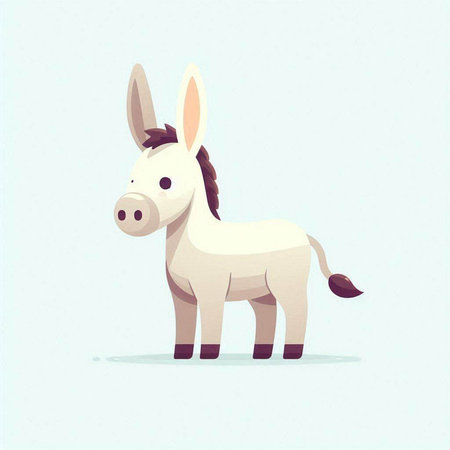 Cute cartoon donkey. Vector illustration in flat style on blue background.のイラスト素材