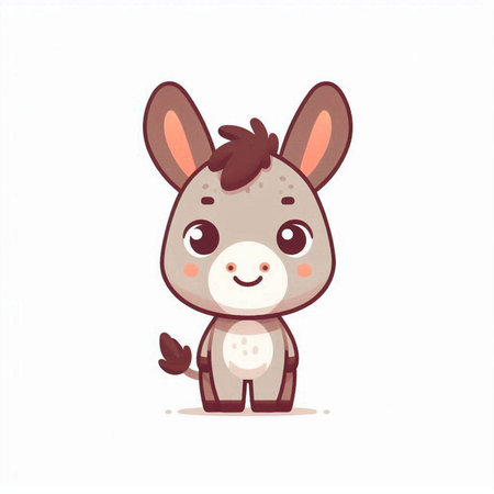 Cute cartoon donkey. Vector illustration. Cute animal character.のイラスト素材