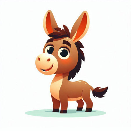 Cute cartoon donkey. Vector illustration isolated on a white background.のイラスト素材