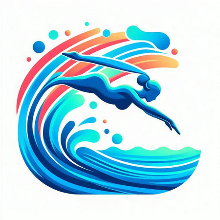 Swimmer in the water. Vector illustration of a swimming competition.のイラスト素材
