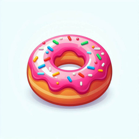 Donut with pink glaze and sprinkles. Vector illustration.のイラスト素材