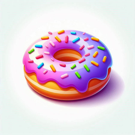 Donut with pink glaze on a white background. Vector illustration.のイラスト素材
