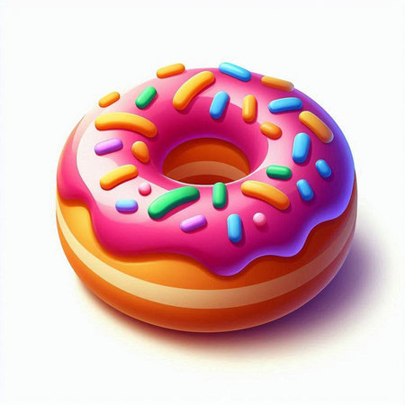 Donut with colorful glaze on white background. Vector illustration.のイラスト素材
