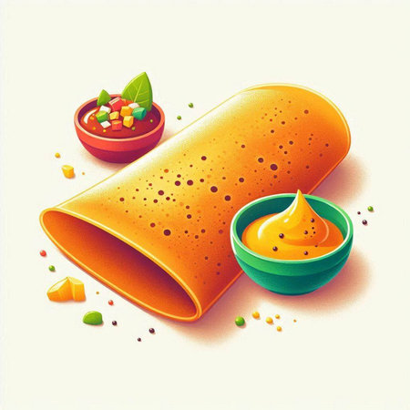 Vector illustration of a rolled pancake with sweet sauce on a white backgroundのイラスト素材
