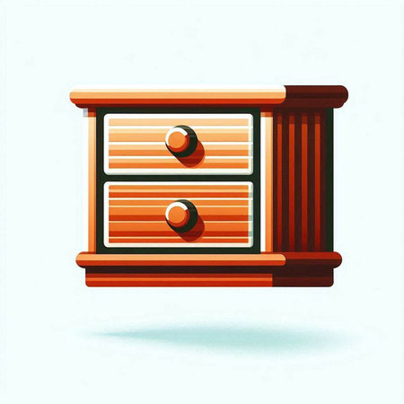 Wooden chest of drawers on a white background. 3d illustrationのイラスト素材