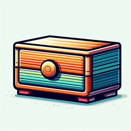 Retro radio in cartoon style. Vector illustration for your design.のイラスト素材
