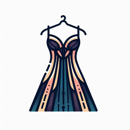 Sketch of a beautiful dress on a hanger. Vector illustrationのイラスト素材