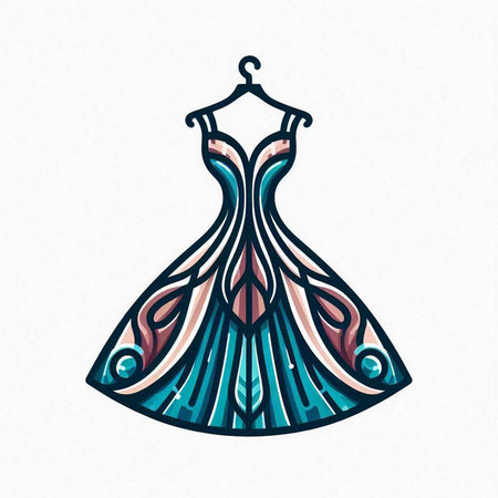 Wedding dress design. Vector illustration of a beautiful wedding dress.のイラスト素材