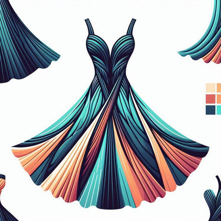 Fashionable dress on a mannequin. Vector illustration.のイラスト素材