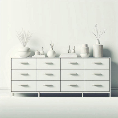 Mockup of a white chest of drawers in the interiorのイラスト素材