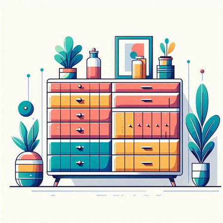 Furniture in modern flat style. Furniture for home and office. Vector illustrationのイラスト素材