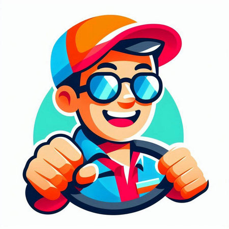 Man in a cap and glasses shows thumbs up. Vector illustration.のイラスト素材