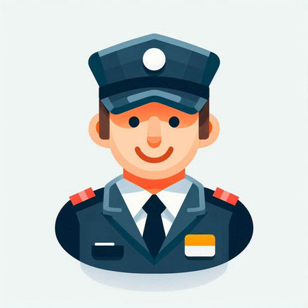 Policeman in uniform. Vector illustration in a flat style.のイラスト素材