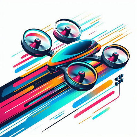 Drone on abstract colorful background. Vector illustration. Eps 10.のイラスト素材