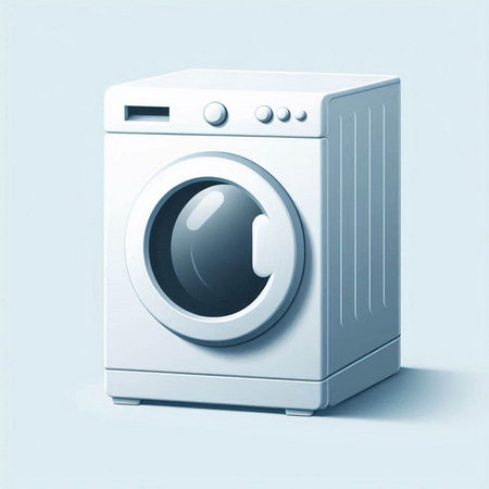 Washing machine on a light blue background. 3d rendering.のイラスト素材
