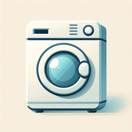 Washing machine icon. Vector illustration of a modern washing machine.のイラスト素材