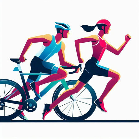 Cyclists. Healthy lifestyle. Sport and fitness. Vector illustrationのイラスト素材